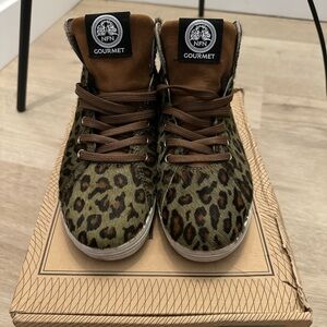 Leopard Print High-Top Sneakers